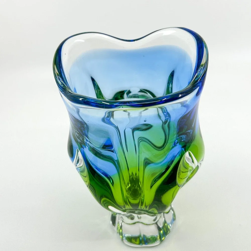 Vintage Bohemian Sommerso Glass Josef Hospodka Chribska Vase 1960's